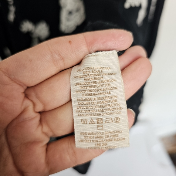 Free People Embroidered Floral Austin Black White Mini Dress Small - Picture 9 of 15